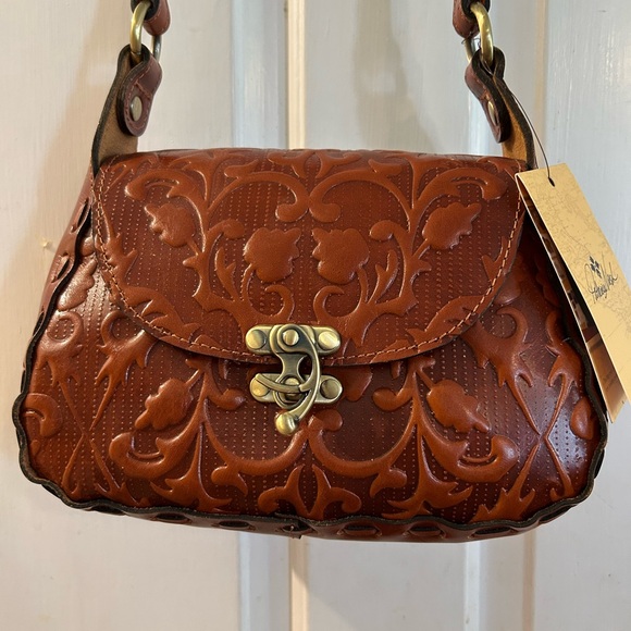 Patricia Nash Embossed Leather Crossbody in Cognac Brown - Picture 2 of 7